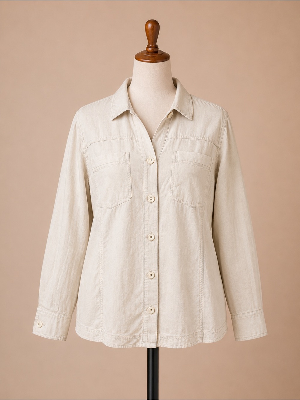 Sigrid Olsen 100% Linen Beige Utility Jacket Women’s Medium